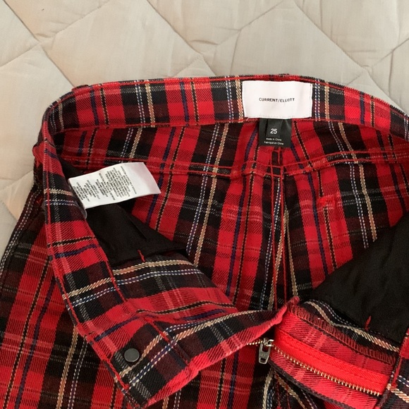 Current/Elliott The Stiletto Tartan Mid-rise jeans size 25 like new - Picture 8 of 10